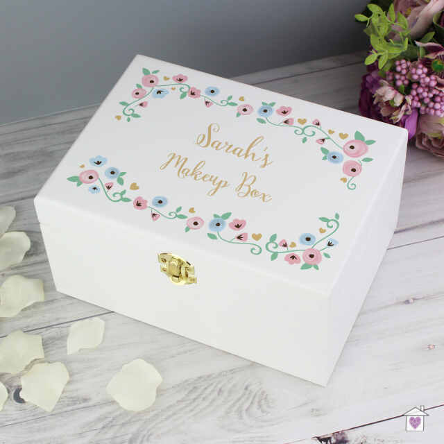 Personalised Fairytale Floral White Wooden Keepsake Box - Image 11