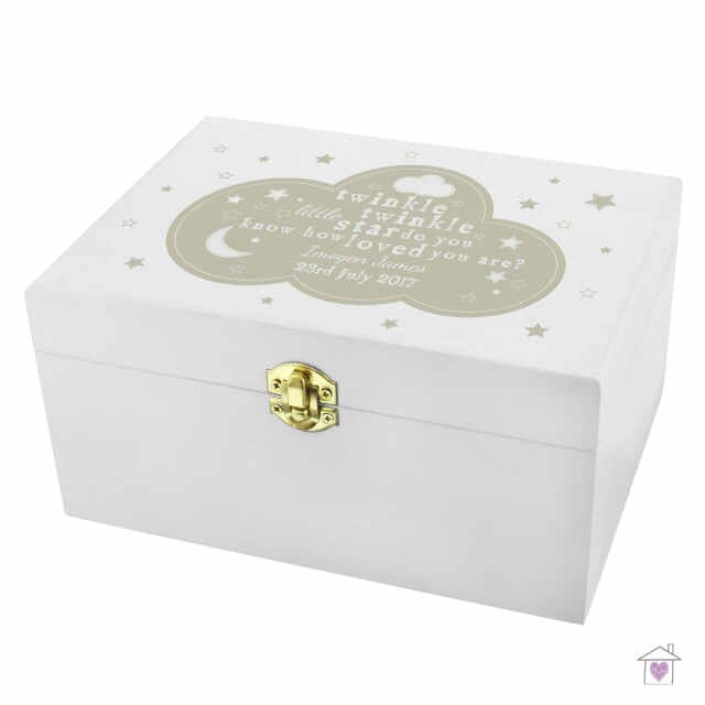 Personalised Twinkle Twinkle White Wooden Keepsake Box - Image 2