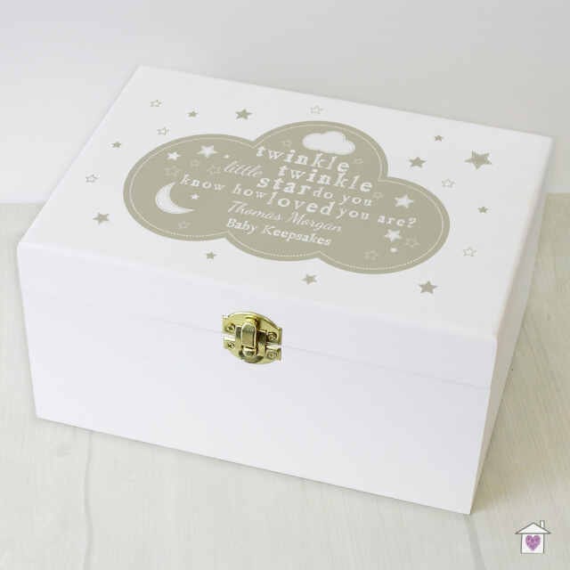 Personalised Twinkle Twinkle White Wooden Keepsake Box - Image 3