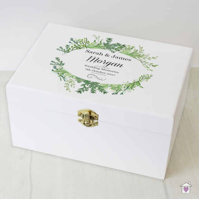Personalised Fresh Botanical White Wooden Keepsake Box - Image 3