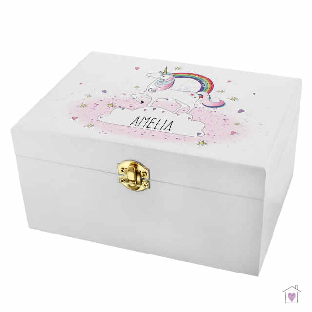 Personalised Unicorn White Wooden Keepsake Box - Image 2
