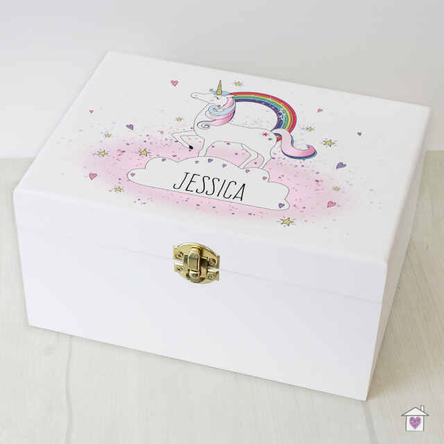 Personalised Unicorn White Wooden Keepsake Box - Image 5