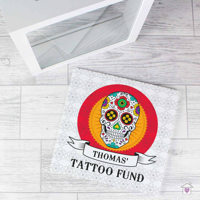 Personalised Sugar Skull Tattoo Fund and Keepsake Box - Image 4