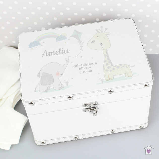 Personalised Hessian Friends White Leatherette Keepsake Box - Image 3