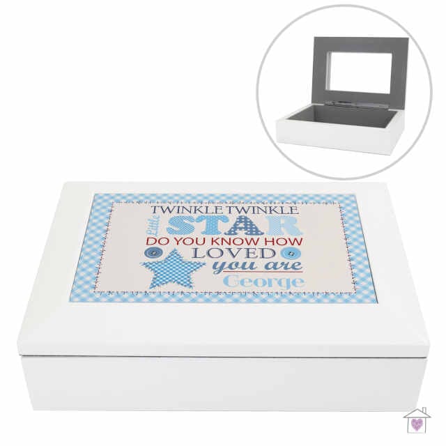 Personalised Twinkle Boys White Keepsake Box - Image 3