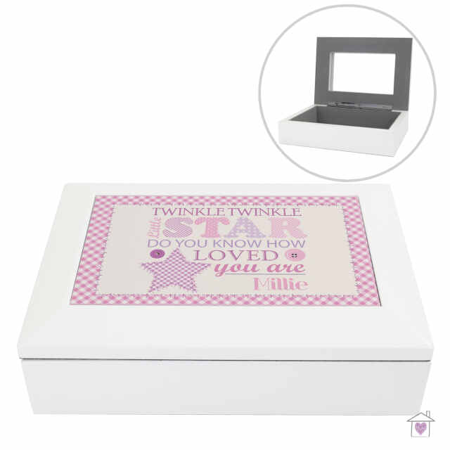 Personalised Twinkle Girls White Keepsake Box - Image 3
