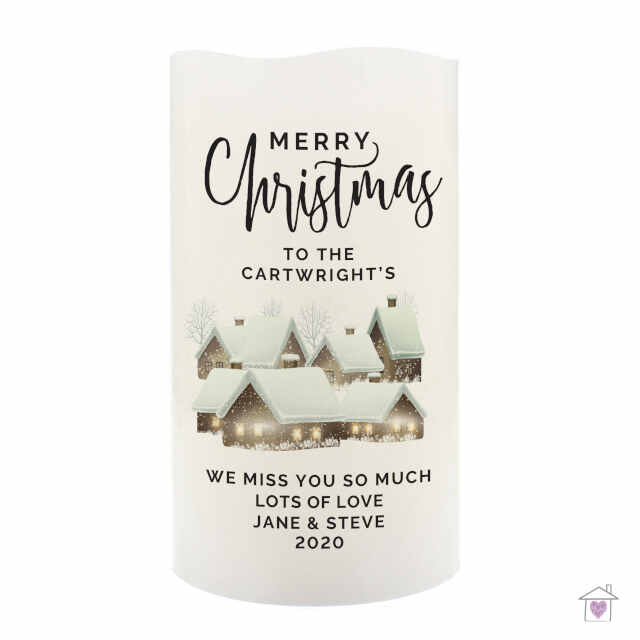 Personalised Christmas Town LED Candle - Image 2
