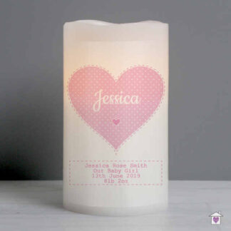 Personalised Stitch & Dot Baby Girl Nightlight LED Candle
