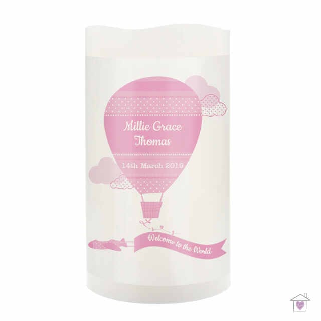 Personalised Up & Away Baby Girl Nightlight LED Candle - Image 2