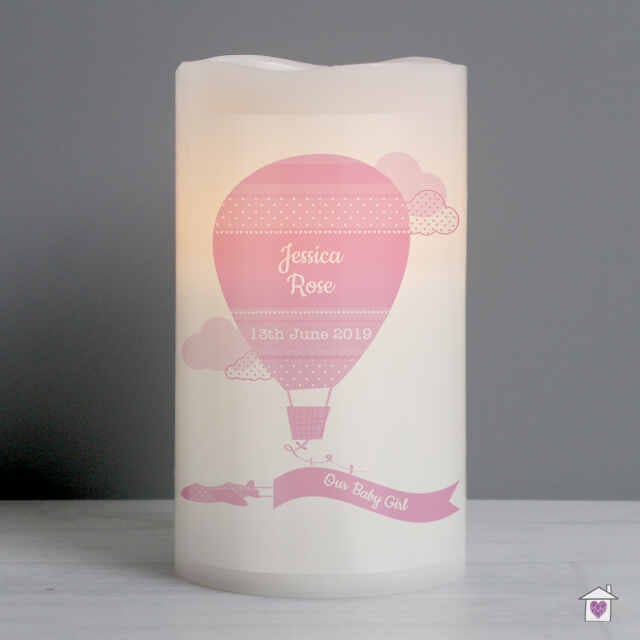 Personalised Up & Away Baby Girl Nightlight LED Candle - Image 3
