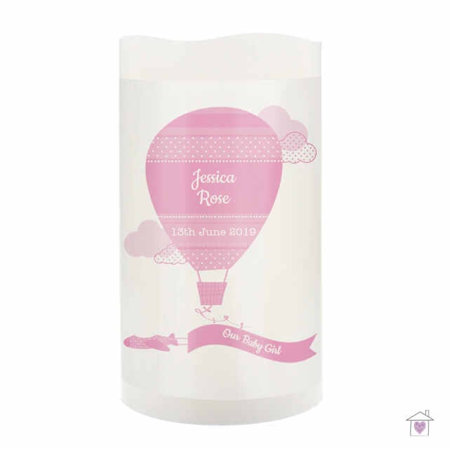 Personalised Up & Away Baby Girl Nightlight LED Candle - Image 5