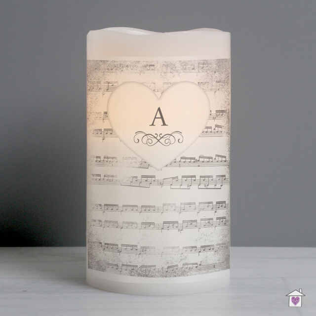 Personalised Vintage Music Manuscript LED Candle - Image 3