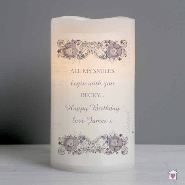 Personalised Floral Spiral LED Candle - Image 3