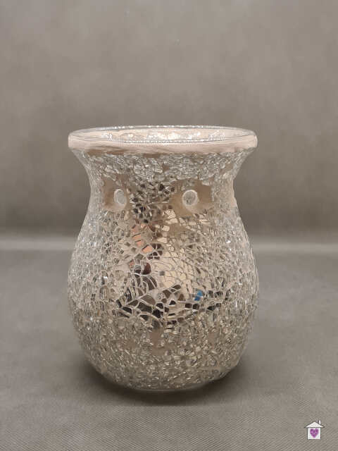 Large Round Silver Mosaic Crackle Melt / Oil Burner 14cm - Image 2