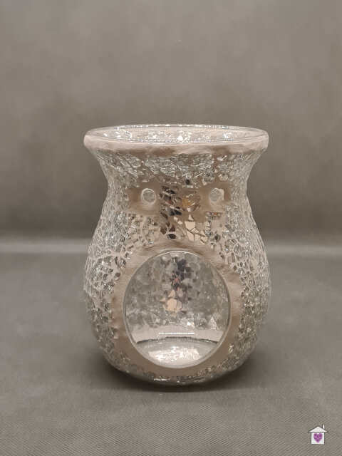 Large Round Silver Mosaic Crackle Melt / Oil Burner 14cm - Image 3