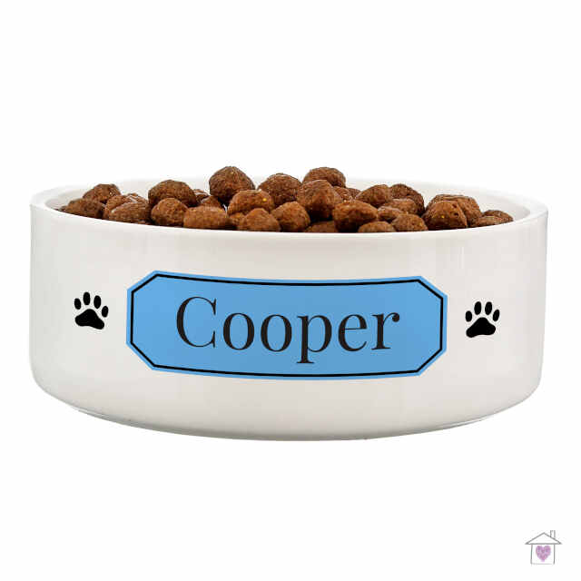 Personalised Blue Plaque 14cm Medium Pet Bowl - Image 2