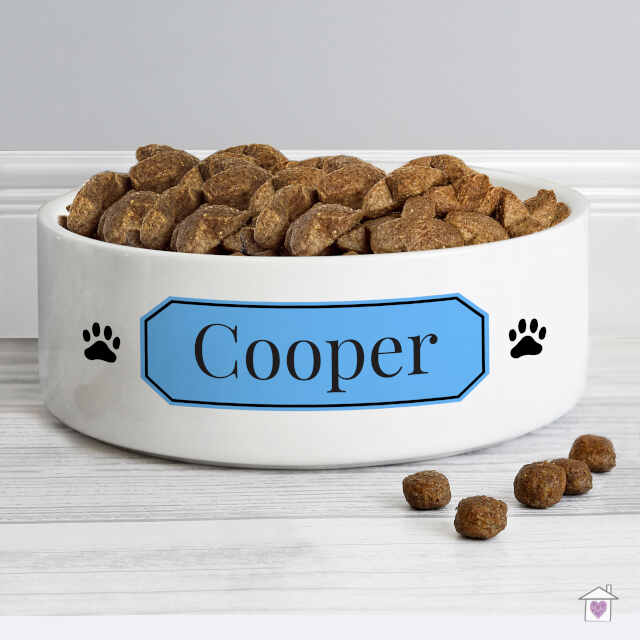 Personalised Blue Plaque 14cm Medium Pet Bowl - Image 4