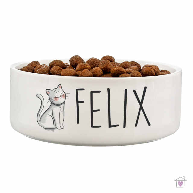 Personalised Scribble Cat 14cm Medium Pet Bowl - Image 2