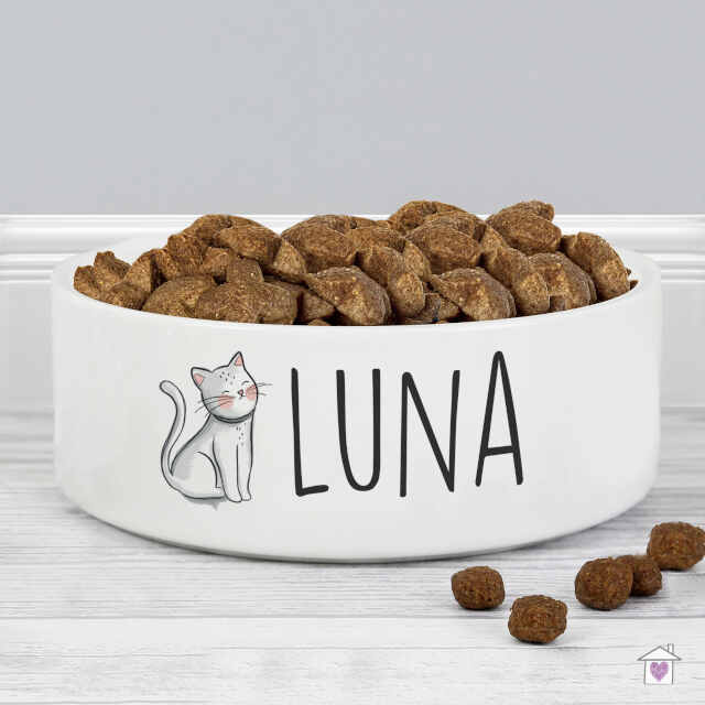 Personalised Scribble Cat 14cm Medium Pet Bowl - Image 3