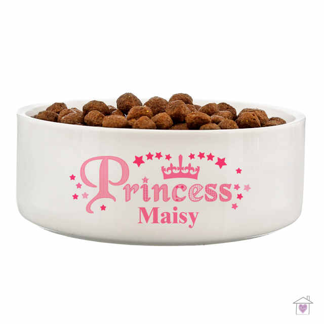 Personalised Princess 14cm Medium White Pet Bowl - Image 2