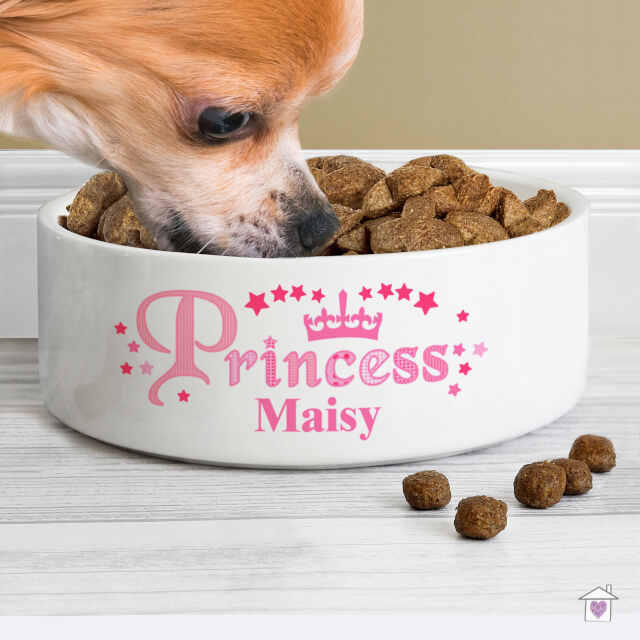 Personalised Princess 14cm Medium White Pet Bowl - Image 3
