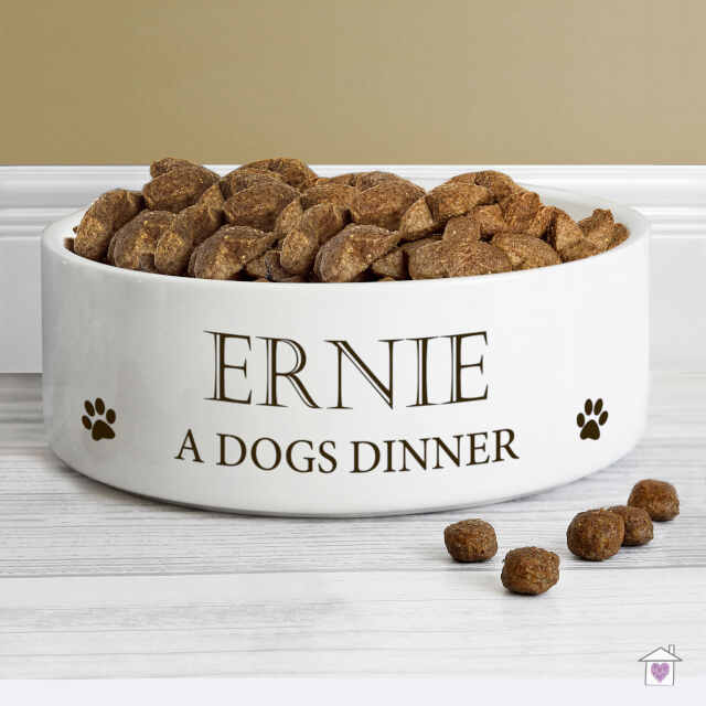 Personalised Paws 14cm Medium White Pet Bowl - Image 2