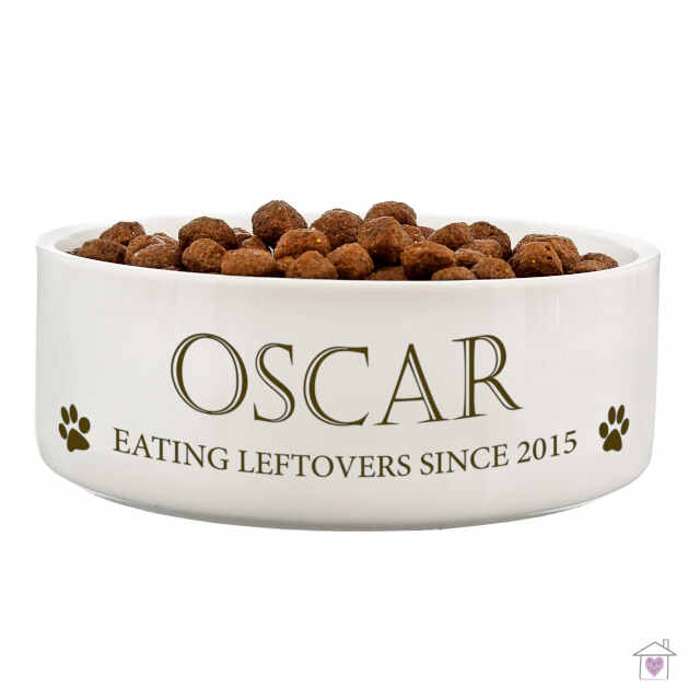 Personalised Paws 14cm Medium White Pet Bowl - Image 3