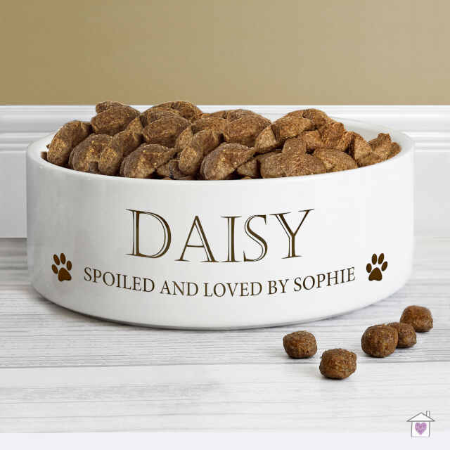 Personalised Paws 14cm Medium White Pet Bowl - Image 4