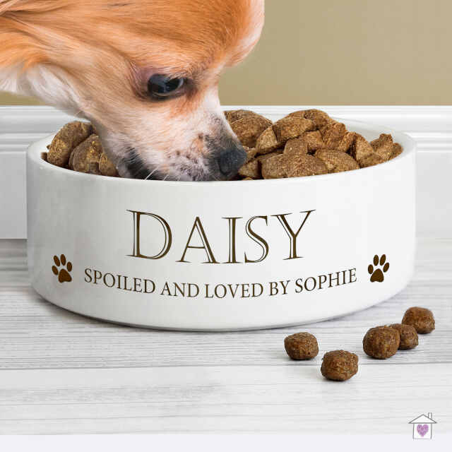 Personalised Paws 14cm Medium White Pet Bowl - Image 5