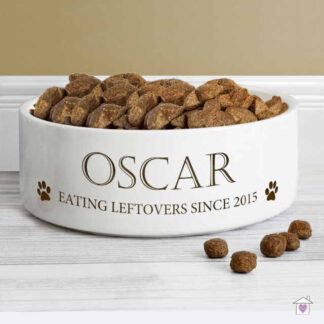 Personalised Paws 14cm Medium White Pet Bowl