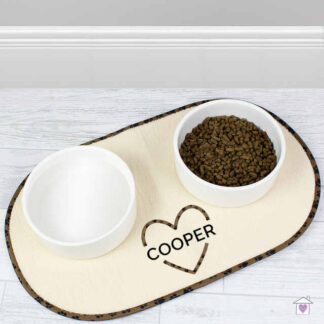Personalised Love Heart Pet Bowl Placemat