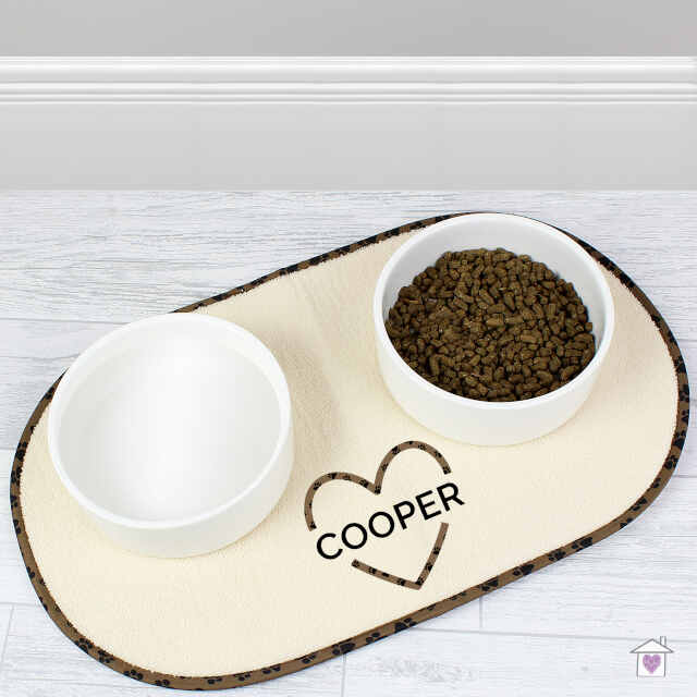 Personalised Love Heart Pet Bowl Placemat