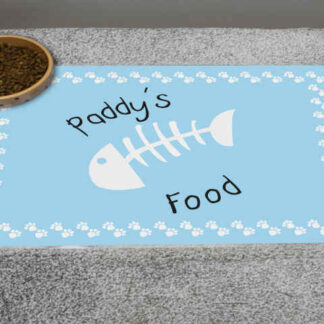 Personalised Blue Fish Bone Cat Placemat