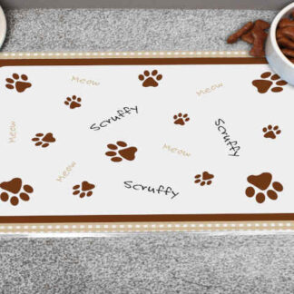 Personalised Brown Gingham Cat Placemat