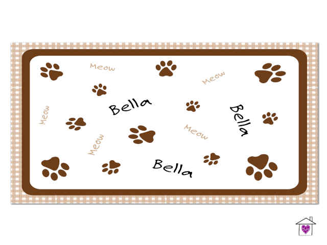 Personalised Brown Gingham Cat Placemat - Image 4