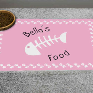 Personalised Pink Fish Bone Cat Placemat