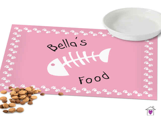 Personalised Pink Fish Bone Cat Placemat - Image 2