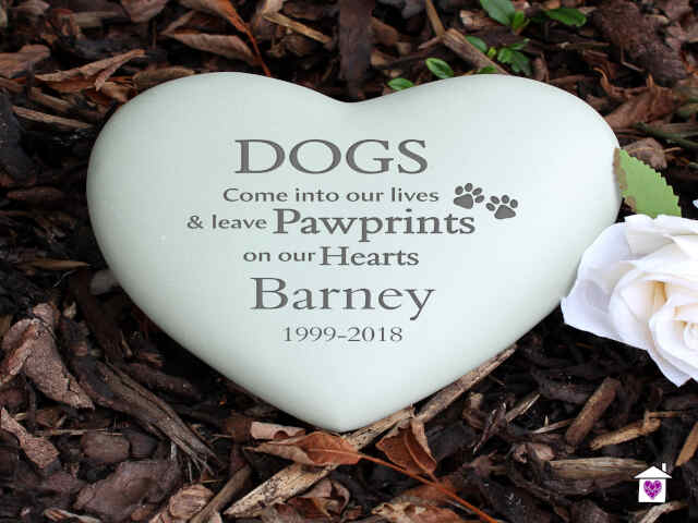 Personalised Dog Pawprints Heart Memorial
