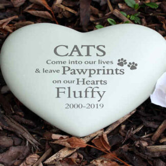 Personalised Cat Pawprints Heart Memorial