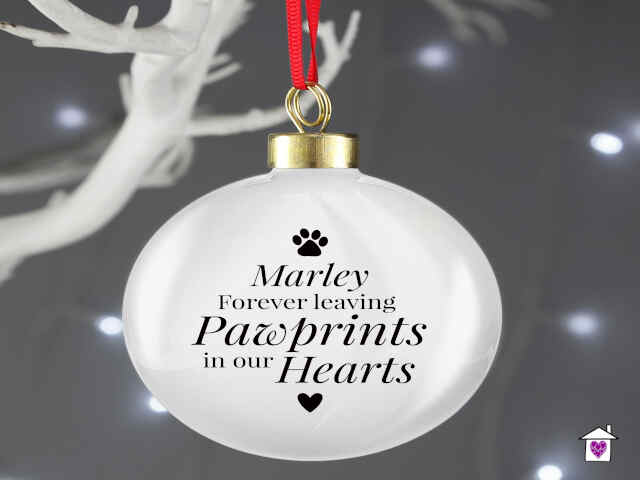 Personalised Pawprints Memorial Bauble