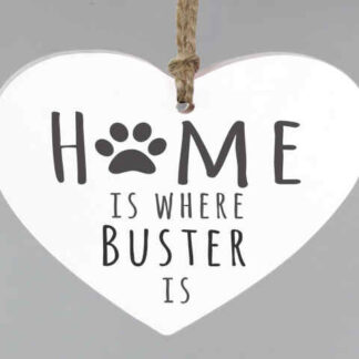 Personalised 'Home is Where' Pet Wooden Heart Decoration