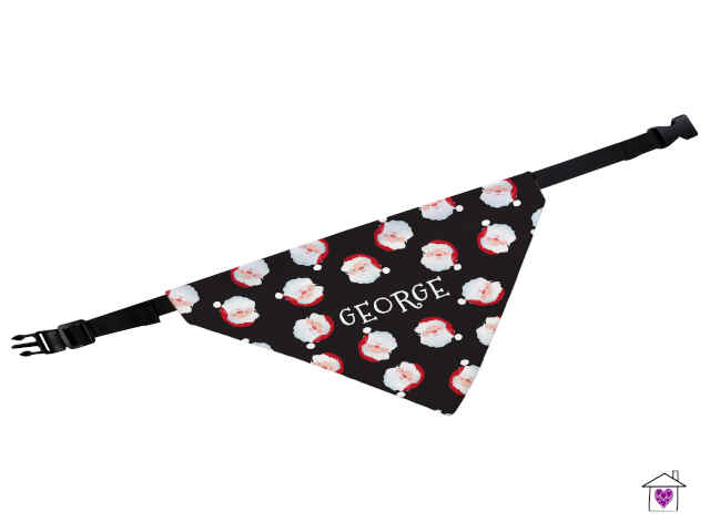 Personalised Santa Black Dog Bandana - Image 2