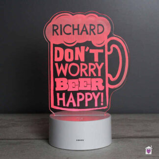Personalised ""Beer Happy""  LED Colour Changing Light