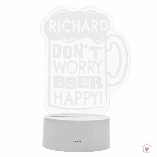 Personalised ""Beer Happy"" LED Colour Changing Light - Image 2