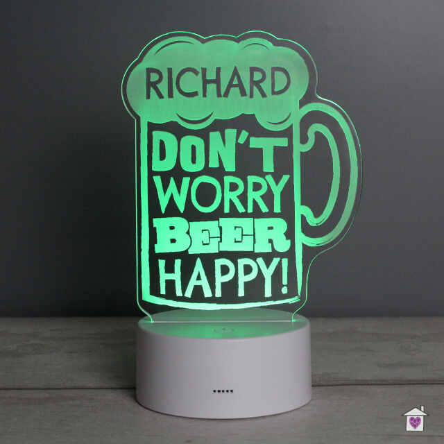 Personalised ""Beer Happy"" LED Colour Changing Light - Image 6