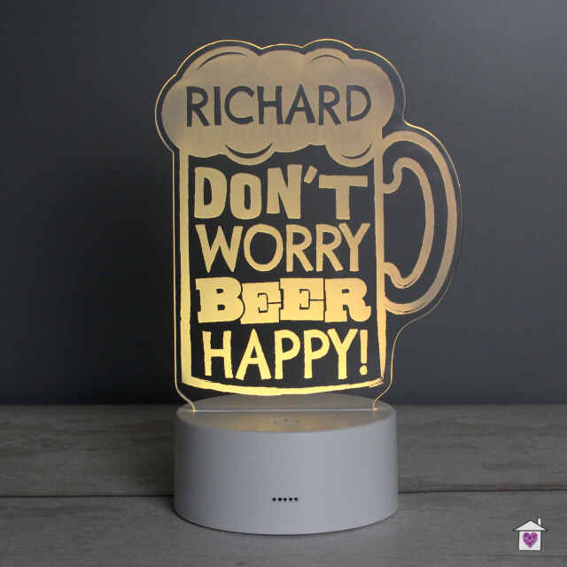 Personalised ""Beer Happy"" LED Colour Changing Light - Image 8