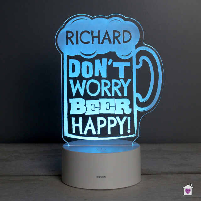 Personalised ""Beer Happy"" LED Colour Changing Light - Image 9
