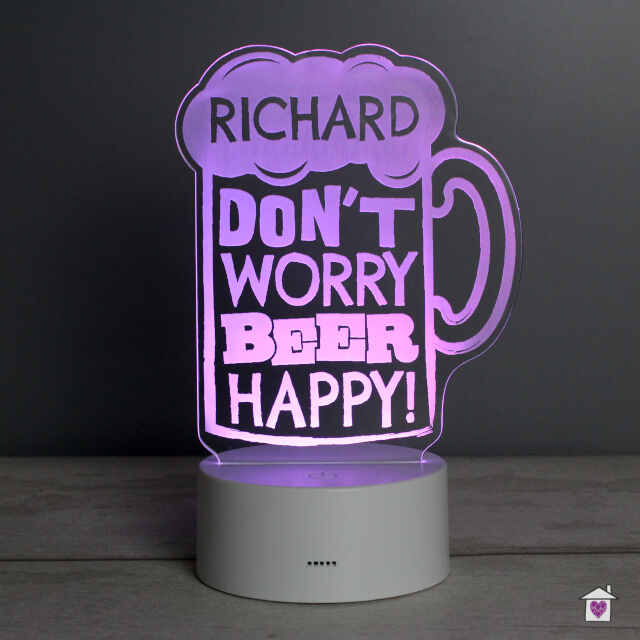 Personalised ""Beer Happy"" LED Colour Changing Light - Image 10