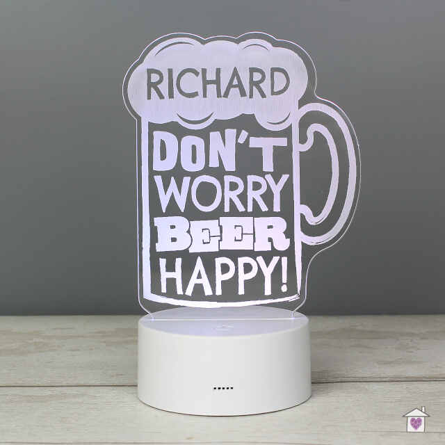 Personalised ""Beer Happy"" LED Colour Changing Light - Image 13