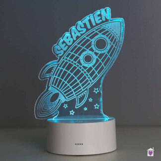 Personalised Rocket LED Colour Changing Wireframe Night Light